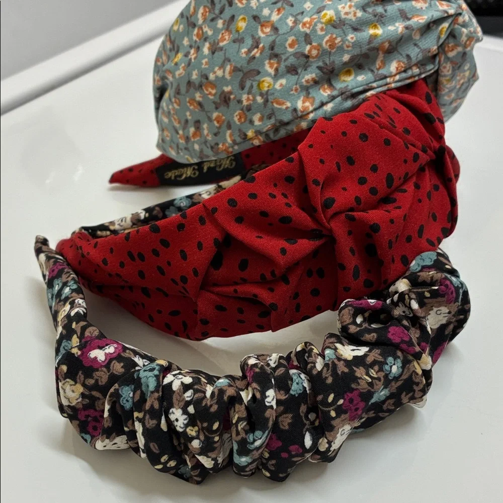 Floral and Polka‎ Dot Headband Set